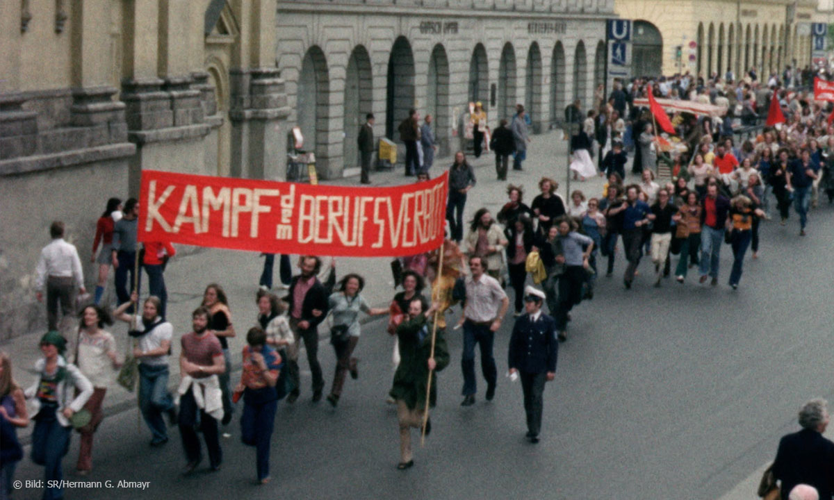 Foto einer Demo gegen den Radikalenerlass in München, SR/Hermann G. Abmayr