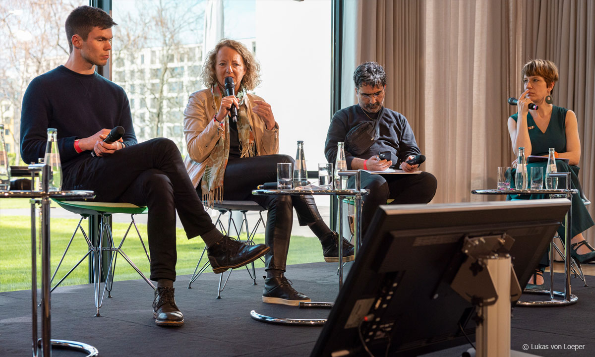 Roman Brodmann Kolloquium: Diskussion beim Panel "Unruhe stiften"; © Lukas von Loeper