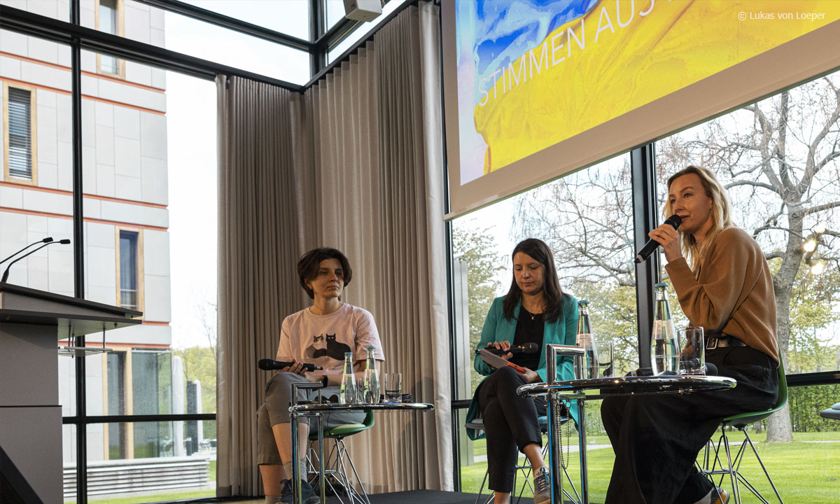 Roman Brodmann Kolloquium: Die Teilnehmerinnen des Panels "Stimmen aus der Ukraine"; © Lukas von Loeper
