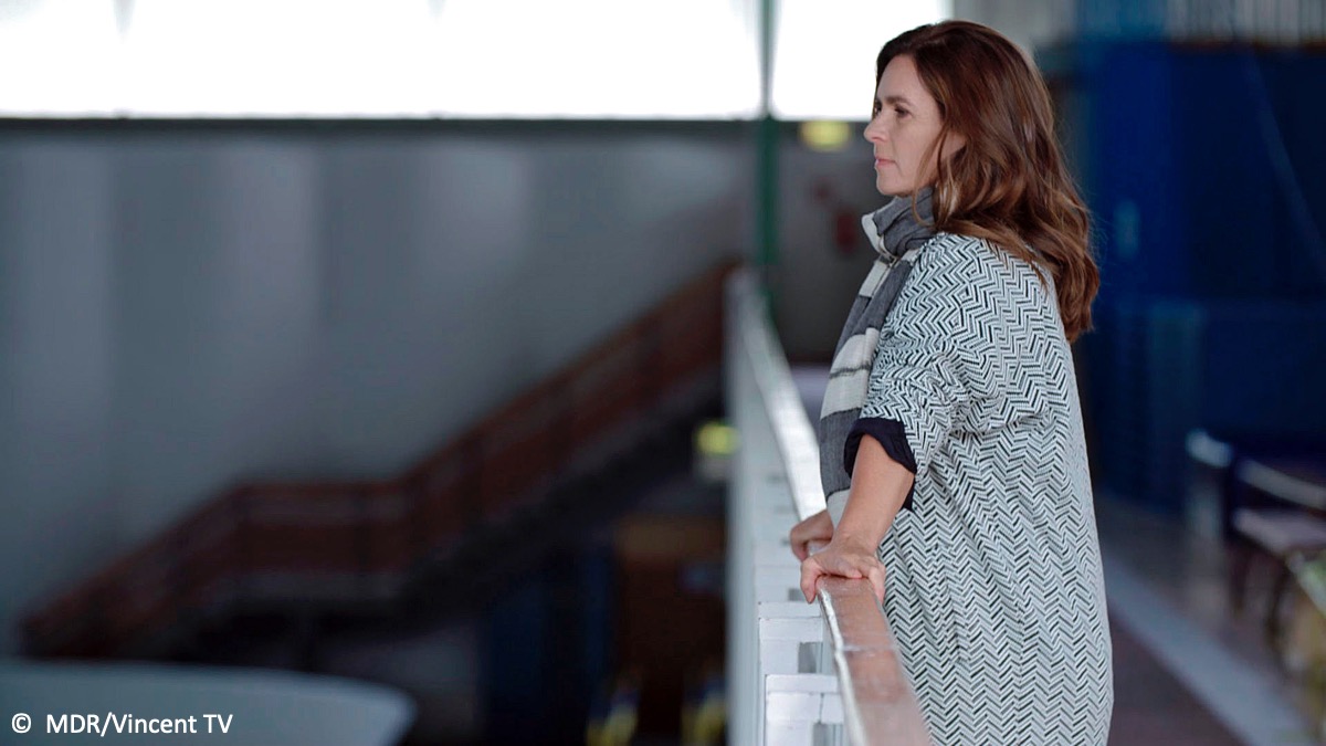 Eisläuferin Katarina Witt in einer Eishalle