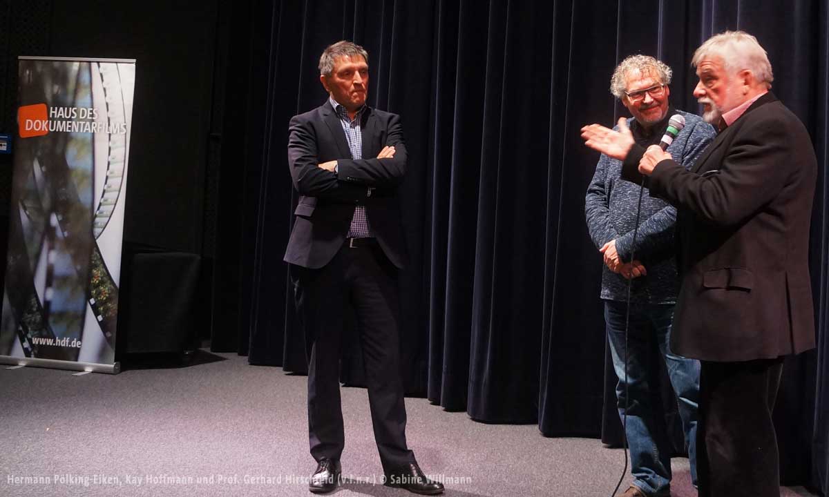 Hermann Pölking-Eiken, Kay Hoffmann,  Prof. Gerhard Hirschfeld (v.l.n.r.) bei der DOK Premiere »Wer war Hitler« © Sabine Willmann
